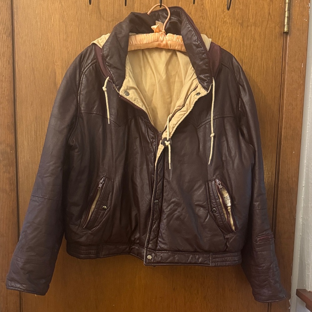 Men's Brown Bomber Jacket reversible